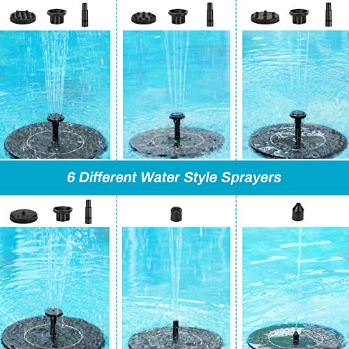 Achort Fuente Solar con Bateria, Bomba de Agua Solar, 1.5W Flotante Fuentes Solares para Jardin Bomba Agua Sumergible Solar con 6 Boquillas para Piscina, Decoración del Jardín, Estanque (Círculo)