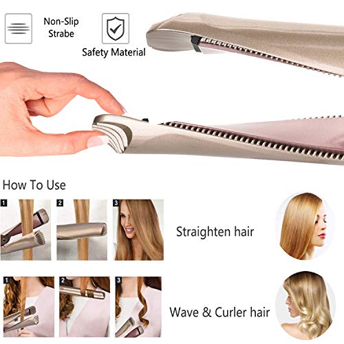 Actualiza Plancha de Pelo Profesional, Alisador y Rizador 2 en 1 para Curl & Straight en Cerámica Temperatura Ajustable 145°C-230° para Todo Tipo de Cabello Plancha para el Cabello con Iones Negativos