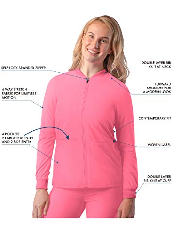 Adar Adición Fregar por Mujeres - Cremallera Bombardero Fregar Chaqueta - A6200 - Rosa Azalea - S