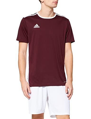 adidas Entrada 94 Camiseta de Fútbol para Hombre de Cuello Redondo en Contraste, Marrón (Maroon/White), XL