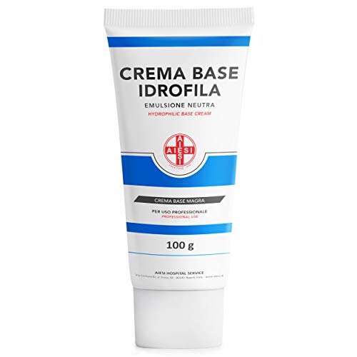 AIESI® Crema Base Hidrofílica pura emulsión neutra magra tubo de 100 gramos ideal para uso Farmacéutico Cosmético y Dermatológico, Made in Italy