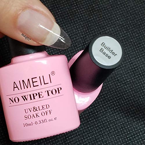 AIMEILI Base y Top Coat Semipermanente con Top Coat Mate y Builder Gel Base Nail Extensión Esmaltes Semipermanentes de Uñas en Gel UV LED Kit de Esmaltes de Uñas 10ML