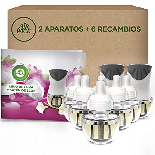 Air Wick Eléctrico Megapack - Ambientador, esencia para casa con aroma a Lirio de Luna - 2 aparatos + 6 recambios