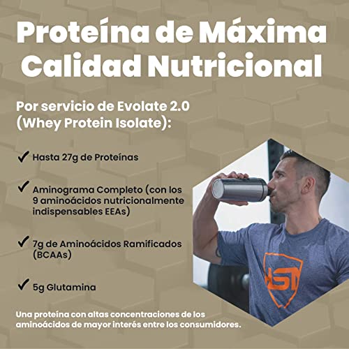 Aislado de Proteína de Suero de HSN Evolate 2.0 | Sabor Chocolate 2 Kg = 67 Tomas | Whey Protein Isolate para Ganar Masa Muscular | No-GMO, Vegetariano, Sin Gluten ni Soja