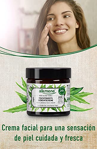 alkmene crema facial con aloe vera orgánico - hidratante de cara para piel normal a seca - cuidado facial vegano sin siliconas, parabenos ni PEGs, SLS y SLES 6x 50 ml