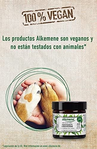 alkmene crema facial con aloe vera orgánico - hidratante de cara para piel normal a seca - cuidado facial vegano sin siliconas, parabenos ni PEGs, SLS y SLES 6x 50 ml