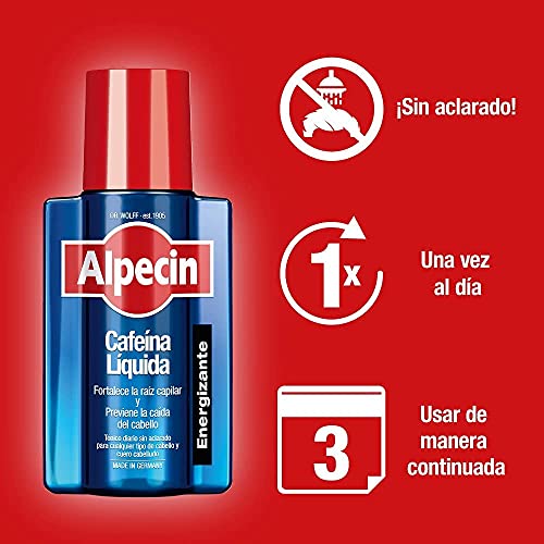 Alpecin Cafeina Liquida 2x 200 ml | Locion anticaida cabello hombre | Tratamiento para caida de pelo hombre | Tratamientos contra alopecia areata androgenetica | Producto para evitar caida pelo