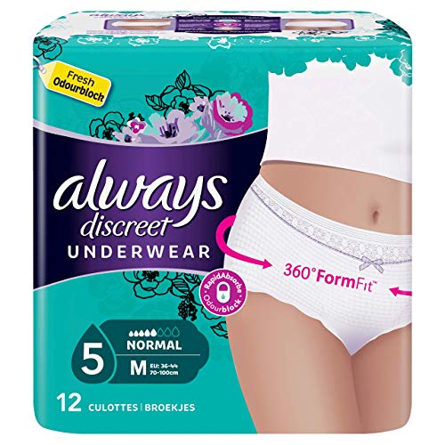 Always discreet - Culottes normal M para incontinencia, 12 unidades