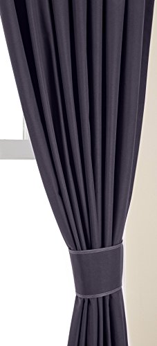 Amazon Basics - Cortinas opacas con aislamiento térmico y alzapaños, 1 unidad, 135 x 244 cm, Negro