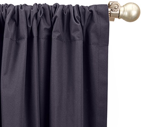 Amazon Basics - Cortinas opacas con aislamiento térmico y alzapaños, 1 unidad, 135 x 244 cm, Negro