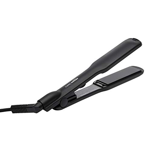 Amazon Basics - Plancha de peluquería de cerámica de tourmalina y PTC con función de apagado automático, 3,2 cm, color negro