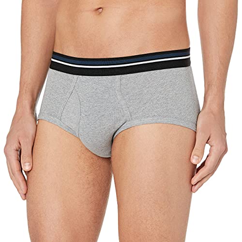 Amazon Essentials 7-Pack Tag-Free Briefs Braguita, Negro (Black/Heather Grey), Small