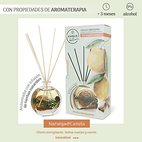 Ambar Perfums Ambientador Mikado Naranja & Canela, Infusión Naranja Canela Ambar Botanic, 75 ml