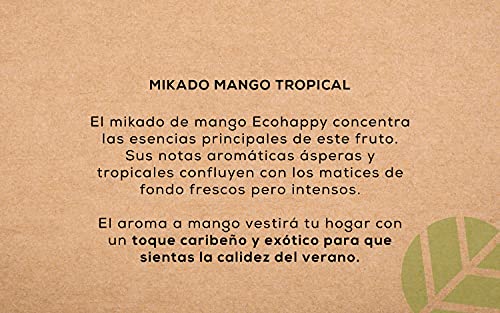 Ambientador Mikado ECO HAPPY con Fragancia a Mango Tropical. 95ml. con un Toque caribeño y exótico. para Hogar, Oficina o Negocio.