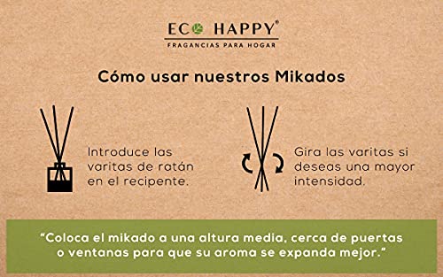 Ambientador Mikado ECO HAPPY con Fragancia a Mango Tropical. 95ml. con un Toque caribeño y exótico. para Hogar, Oficina o Negocio.