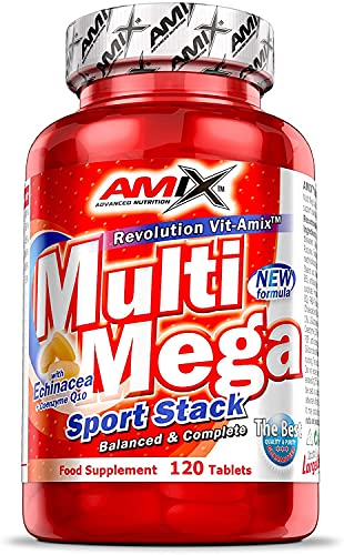 AMIX - Complejo Vitamínico - Multi Mega Stack con Vitaminas y Minerales - 120 Tabletas - Mejora el Rendimiento Físico y Mental - Suplemento con Hierro - Eficaces Suplementos Vitamínicos