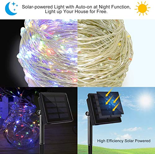 Ankway 200 LED Guirnalda Luces Solares, Cadena Luces Solares 8 Modos 22M/72ft Luces LED Navidad Impermeable IP65 para Exterior/Interior Jardin Dormitorio Fiesta (Cuatro Colores)