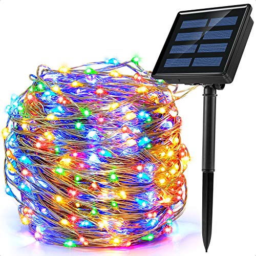 Ankway 200 LED Guirnalda Luces Solares, Cadena Luces Solares 8 Modos 22M/72ft Luces LED Navidad Impermeable IP65 para Exterior/Interior Jardin Dormitorio Fiesta (Cuatro Colores)