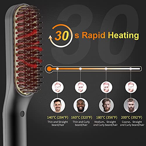 ANLAN Cepillo Alisador de Barba con 5 Niveles de Temperatura, Cepillo Barba Electrico Plancha de Pelo Flequillo Eléctrico Profesional Peine de Peluquería Multifuncional Cepillo para Hombre Mujer