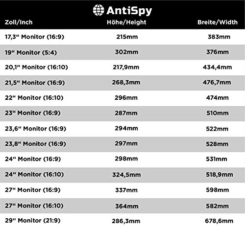 AntiSpy Blickschutzfilter Monitor (27.0" (16:9) - 598x334mm)