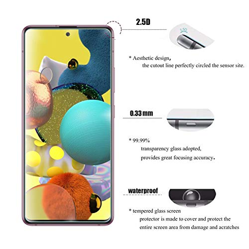 AOKUMA Protector de Pantalla para Samsung Galaxy A51, [2 Unidades] Cristal Templado para Samsung Galaxy A51 Fácil Instalación, Sin Burbujas, Alta Definicion, 9H Dureza, Anti-Arañazos