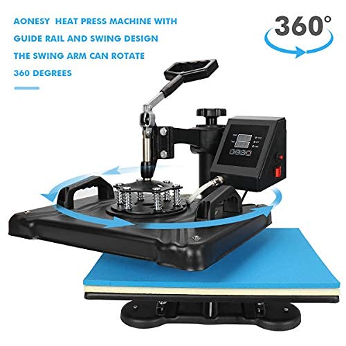 Aonesy Pro 8 en 1Máquina de prensado en caliente para camiseta, sombrero, tapa, taza, multifuncional, rotación de 360 ​​grados, máquina digital de sublimación de transferencia de calor (38 x 30 cm)