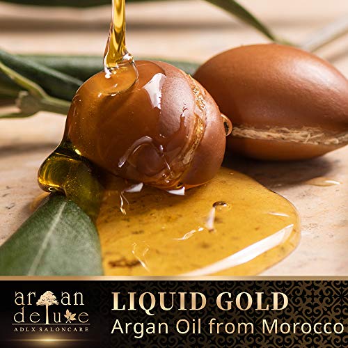 Argan Deluxe Crema de aceite de argán definidora de rizos con acabado de peluquería 300 ml - MÁS CONTENIDO - Altamente hidratante, para un cuidado intensivo del cabello, brillo, volumen y elasticidad