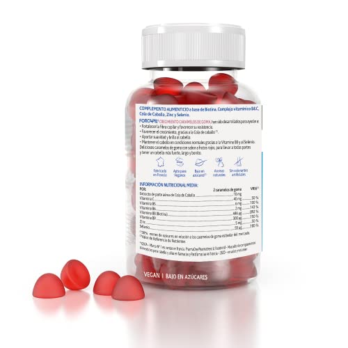 Arkopharma Forcapil Crecimiento, Pack Tratamiento de 3 meses, 180 Gummies, Sabor Frutos Rojos, Fuerza, Vitalidad y Brillo, Alta Concentración en Biotina, Vitamina B y C, Complemento Alimenticio