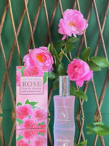 Aroma Essence, aroma a rosa carismática fragancia del valle búlgaro de rosas de larga duración, perfume romántico fresco enriquecido con aceite de rosa de damascena, 35 ml