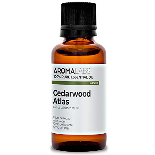 Aroma Labs - Aceite Esencial de Cedro del Atlas - Certificado Orgánico Ecocert - 100% Puro, Natural, Integral - Quimiotipo y Composición Bioquímica Garantizados - Eco-Embalaje en Francia - 30ml