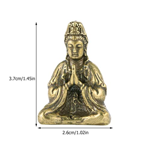 Artibetter Latón Quan Yin Estatua Pintado a Mano Guan Yin Escultura Escritorio Buddha Decoración Oriental Asiático Diosa Diosa de La Compasión Y Piedad de La Misericordia