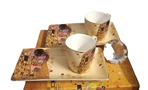 Atelier Harmony Gustav Klimt Der Kiss Crema - Juego de café espresso (4 piezas)