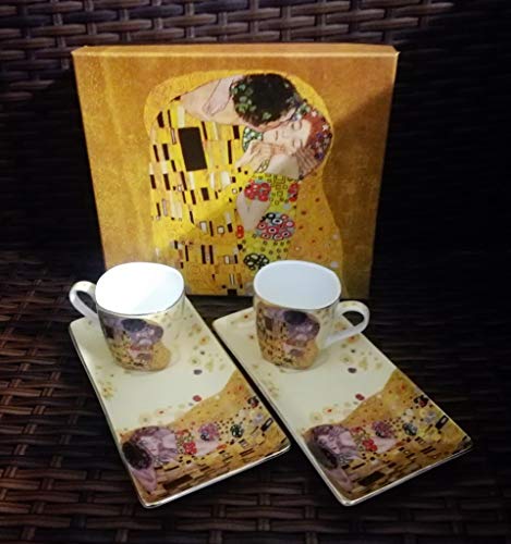 Atelier Harmony Gustav Klimt Der Kiss Crema - Juego de café espresso (4 piezas)