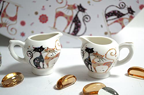 Atelier Harmony Happycat - Juego de té y café (9 piezas, porcelana, con caja de regalo)