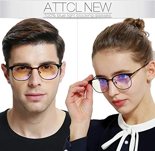 ATTCL Gafas unisex con Armazón metal para Protección contra Luz Azul, Anti Fatiga por Deslumbramiento 5054 Negro-TODAS