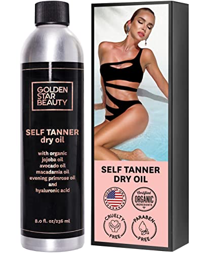 Autobronceador Aceite Corporal - Bronceador Orgánico en Spray con Ácido Hialurónico - Self Tanning Oil - Es ideal para un Moreno Dorado y Perfecto, 236 ml