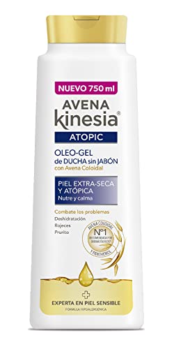 Avena Kinesia - Oleo Gel de Ducha Sin Jabón para Piel Extra Seca y Atópica, Fórmula con Aceite de Avena 100% Natural - Botella de 750 ml