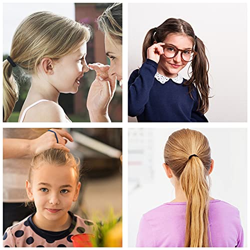 AvoDovA 200 Piezas Mini Gomas de Pelo Banda de Pelo, 2mm Elástica Negra de Cinta sin Metal Suave, Banda de Goma para Coleta, Elásticas Pequeñas Gomas Para el Pelo para Niñas Bebés Mujer Hombres