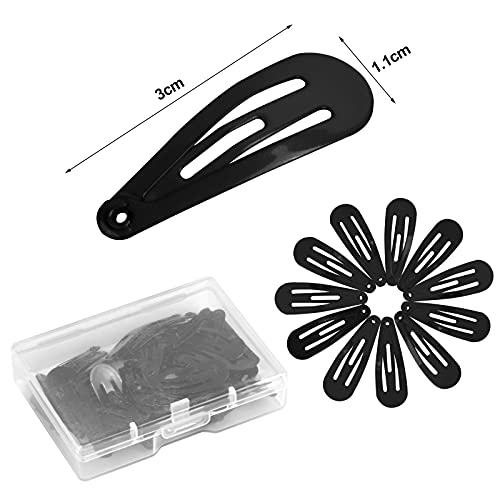 AvoDovA 50PCS Pinza de Pelo para Niñas, 3CM Clips de Pelo de Metal Mujeres, Clips Pelo Niña, Horquillas Pelo, Pinza para el Cabello, Pernos de Pelo, Clips de pelo para Niñas, Bebe, Chicas (Negro)