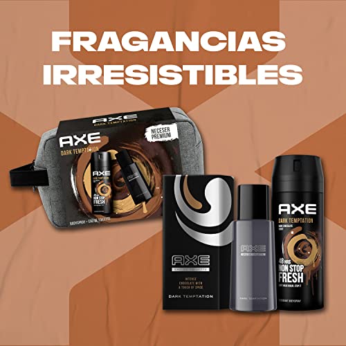 AXE Neceser Hombre Dark Temptation Set de Baño con Bolsa de Aseo Dark Temptation Desodorante BodySpray 150 ml + Eau de Toilette 100 ml