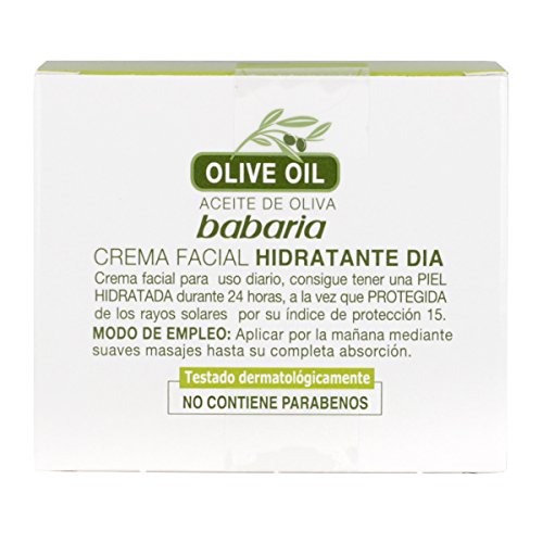 Babaria Crema Facial Hidratante Día Spf15 Aceite Oliva, Verde, 50 Gramos