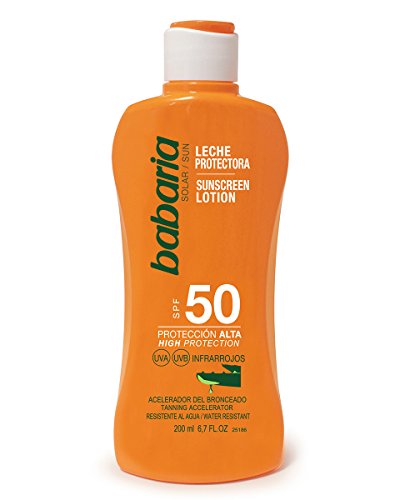 Babaria Leche Protector Solar Aloe Spf50, Blanco, 200 Mililitros