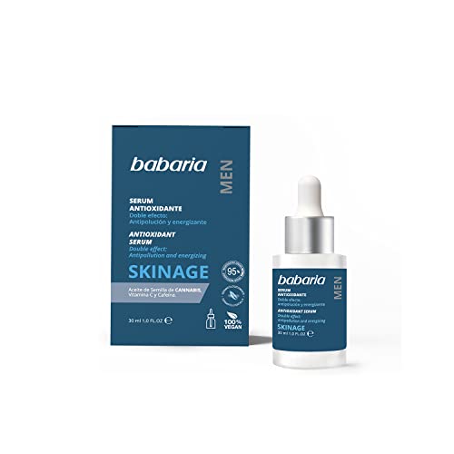 Babaria - Serum facial para hombre - Serum doble efecto: antipolución y energizante - Serum con Vitamina C que mejora la luminosidad del rostro - 100% Vegano - 30ml (31355)