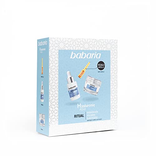 Babaria-Set Regalo Mujer-Pack facial Acido Hialuronico-Compuesto por un Serum Ácido Hialurónico 30ml, una Crema Facial Ácido Hialurónico 50ml y una Ampolla Flash Facial Ácido Hialurónico 2m