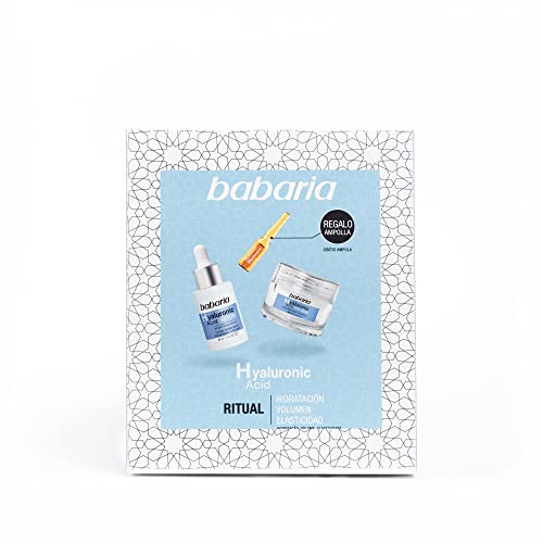 Babaria-Set Regalo Mujer-Pack facial Acido Hialuronico-Compuesto por un Serum Ácido Hialurónico 30ml, una Crema Facial Ácido Hialurónico 50ml y una Ampolla Flash Facial Ácido Hialurónico 2m