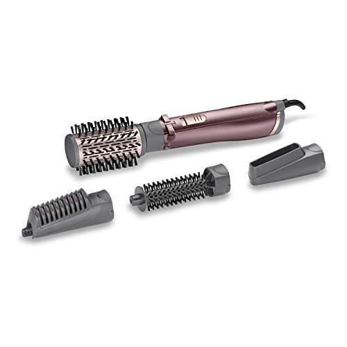 BaByliss AS960E Cepillo de aire rotatorio 1000 W, Moldeador con 4 cabezales: Seca, Alisa, Moldea y da Volumen, Tecnología Iónica, 2 Temperaturas + Aire Frío, 2 sentidos de Rotación y Neceser incluido