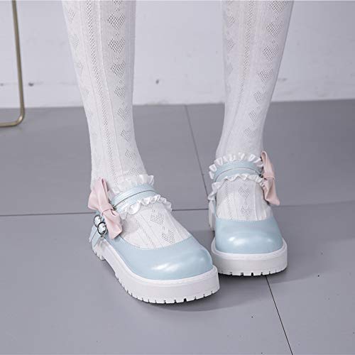 BB BEROBELLO FASHION ES UNA ATTITUDE Japonés Dulce Lolita Zapatos Planos Maid Cosplay Mary Jane, Azul (Azul (Sky Blue)), 38.5 EU