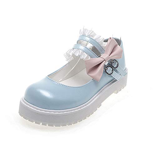 BB BEROBELLO FASHION ES UNA ATTITUDE Japonés Dulce Lolita Zapatos Planos Maid Cosplay Mary Jane, Azul (Azul (Sky Blue)), 38.5 EU