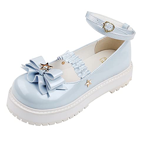 BB BEROBELLO FASHION IS AN ATTITUDE Lolita - Zapatos de fiesta de té con correa al tobillo Mary Jane, azul (Azul (Sky Blue)), 40 EU