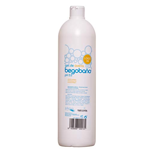 Begobaño Gel de Baño Dermatológico con Extracto de Avena. Jabón Líquido Reparador con Avena para Pieles Secas y Sensibles. Gel con Efecto Calmante. 1 Litro